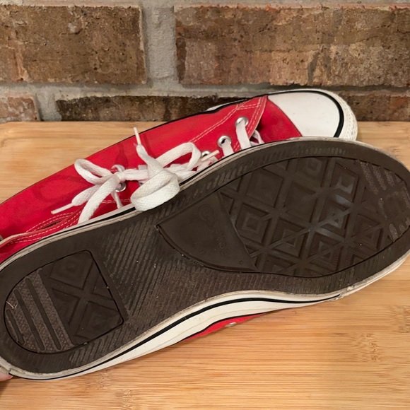 Converse Chuck Taylor Low Top Red Canvas Sneakers with White Accents - Picture 3 of 6